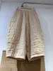 Pantalones casuales de ramio para mujer, estilo artístico vintage 2025, cintura alta, color ramio, pantalones rectos de doble capa