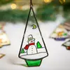 Estación Independiente Adornos Navideños de Vidrieras Transfronterizos Elementos Navideños Decoración Colgante Colgante de Decoración de Color Pintado a Mano
