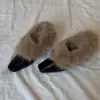 Reservado para Uso Personal ~ Zapatos Mary Jane Peludos Retro de Tacón Grueso y Punta Cuadrada sin Cierre para Viajes Diarios y Mantenerse Caliente