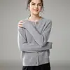 Nuevo Abrigo Suéter de Punto Liso de Color Sólido con Cuello Redondo para Mujer Hilo Calado de Punto de Una Sola Fila Cachemir