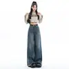 Jeans de Pierna Ancha con Borde Deshilachado para Mujer, Tendencia Otoño Temprano 2024, Nuevo Diseño de Cintura Alta Holgado, Pantalones Caídos