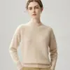 Suéter de punto de cachemira de alta gama con cuello medio alto para mujer, otoño e invierno, top grueso de manga raglán, capa base de lana holgada