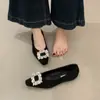 Zapatos de tacón bajo de un solo color con pedrería estilo francés para mujer, Zapatos Mary Jane negros, Nuevo estilo Primavera 2026