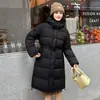 Comércio Exterior 2026 Inverno Novo Casaco de Algodão com Capuz Longo Estiloso Simples Jaqueta de Algodão Quente Moda Estilo Coreano Roupa Externa Feminina