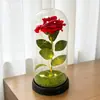 Flor de Rosa de Simulación Transfronteriza Tapa de Vidrio Regalo del Día de Qixi San Valentín Tapa de Flor de Tela Adorno Creativo Regalo de Cumpleaños
