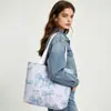 Bolso de Lona con Lazo Estilo Fresco y Femenino Personalizado para Estudiantes, Viajes al Trabajo, Viajes, Compras, Bolso Tote de Gran Capacidad