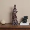 Madeira maciça esculpida Lotus Ruyi Guanyin Ébano Ornamentos de madeira maciça de madeira Guanyin Bodhisattva Escultura Artesanato Presente