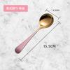 Nuevo Cuchara de mesa coreana roja de internet de acero inoxidable con cabeza redonda chapada en oro cuchara de café cuchara para mezclar postres venta al por mayor de fábrica