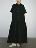 Vestido Chemise Retro Tridimensional Kaneko Estilo Japonês para Mulheres, Vestido Longo Solto e Emagrecedor, Vestido Longo Simples e Elegante