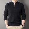 [Forrado com fleece interno] Suéter de Lã com Toque Suéter de Lã para Homens de Meia-Idade e Idosos Pai Inverno Zíper Suéter Tricotado Outono e Inverno