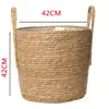 Maceta Tejida de Paja Nórdica Cesta de Flores Mimbre Tejido de Ratán Portátil Tejido Creativo Maceta para Potos Arreglo Floral Planta Verde Maceta Pastoral Decoración del Hogar