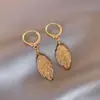 Pendientes Retro Chinos Simples de Lujo Ligero de Gama Alta con Borla de Hoja Diseño de Nicho Personalidad Versátil Pendientes Exquisitos