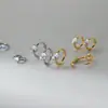 Brinco de Prata 925 Nalan com Diamante Solitário Redondo Estilo Ins Simples Exquisito Design de Nicho Brincos Elegantes M08365