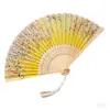 Leque Dobrável Leque Estilo Chinês Antigo Dinastia Han Feminino Cheongsam Dança Dançando Crianças Estudantes Verão Portátil Dobrável Pequeno Leque