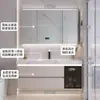 Juego de Lavabo y Gabinete de Baño Color Crema con Lavabo Cerámico Integrado para Uso Residencial