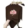 Ropa interior térmica de forro polar para niñas, cuello medio alto, estampado de dibujos animados, capa interior cálida, top de forro polar cepillado para niños, ropa para niños, manga larga