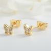 Pendientes de circonita con diseño de nicho simple, pequeños y elegantes, chapados en oro y cobre, de aguja de plata 925, para niña.