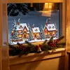 Divertido-JD206 Escena Invernal de Nieve Cabaña Acogedora Ventana de Vidrio Exterior Decoración Embellecimiento del Hogar Pegatina Electroestática para Ventana UV
