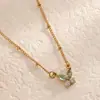 Collar de Acero Inoxidable en Forma de Corazón en Stock, Colgante de Mariposa Transfronterizo de Oro de 18K para Mujer, Accesorios Florales de Otoño e Invierno, Joyería Dorada