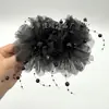 Grampo de Cabelo Grande Peônia Flor Dupla Temperamento Topo Craniano Alto Contas Franja Pena Volume do Cabelo Fofo Presilha Tiburón Presilha de Agarrar