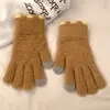Guantes de felpa de frijol de azúcar de colores para mujer, invierno, estudiante, dedos descubiertos, pantalla táctil, dedos divididos, estudiante, cálidos, a prueba de frío, cinco dedos, moda