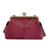 Bolsa transversal casual personalizada transfronteiriça 2026 nova bolsa de camurça com fecho vintage e corrente bolsa transversal