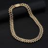 Hip hop masculino cravado Thorn cubano cadeia 18mm strass completo bling duas fileiras diamante hip hop colar fábrica vendas diretas