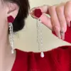 Brincos de Miçangas com Laço Vermelho para Outono e Inverno para Mulheres, Brincos de Alta Qualidade, Novos Brincos Vermelhos Estilo Chinês 2025