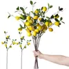 Árvore de Limão Simulada Popular Transfronteiriça 81cm Galho Único 6 Frutas Mudas de Limão Planta Verde em Vaso Decoração de Sala de Estar de Casa