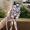 Adequado para Capa de Celular Oral-Feng, Borda Completa, Simples Criativa Fofa de Duas Cores com Pulseira, Refrigeração Casca Macia, Cordão, À Prova de Poeira