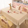 2026 Nuevo Modelo Elegante y Sofisticado Mantel para Mesa de Comedor, Mantel Rectangular para Mesa de Café, Mantel Estilo Crema, Impermeable, Resistente al Aceite, No Requiere Lavado