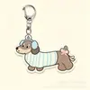 Lindo Llavero de Perro Salchicha Colgante Plano de Acrílico para Bolsa Estilo Pareja Adorno para Coche Arte de Línea Perro Pequeño