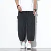 Pantalones Cortos de Seda Helada de Verano para Hombre, Estilo Chino, Shorts Ligeros, Modernos, Talla Grande, Corte Holgado, Pierna Ancha, Bolsillo Grande, Pantalones de Playa