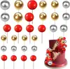 24 Bolas Decorativas Nuevas para Pastel del Día de San Valentín Chino, Bolas Doradas Coloridas, Inserts Decorativos para Pastel de Boda, Fiesta de Cumpleaños
