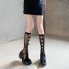 Calcetines con Lazo Calcetines de Media Caña Calados para Mujer Calcetines Japoneses JK Lolita para Niña Dulces Frescos de Verano Calcetines de Rejilla Finos de Media Caña