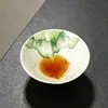 Juego de Tazas de Té con Flor de Loto Pintada a Mano, Caja de Regalo para Beber Té, Taza de Té de Cerámica 'Amor', Regalo de San Valentín
