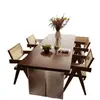 Escritorio colgante acrílico de madera maciza antigua Mesa de comedor de doble uso Madera de fresno Sala de estar Mesa larga Mesa de tablero grande