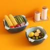 Cesta de drenaje de doble capa para cocina, cesta de filtro de agua, artefacto multifuncional para lavar verduras, cesta para lavar frutas, cesta de drenaje de agua, cesta de plástico para fugas