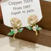 Pendientes de Flor de Perla Estilo Bosque Fresco Pequeño Pintura al Óleo Moda para Mujer Pendientes Artísticos Pendientes Pequeños Dulces de Tachuela