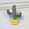Broche de combinação de plantas verdes estilo pastoral, distintivo de cacto fofo, acessório de nicho para uso diário de estudante e sobretudos
