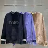 Logo de letras por toda la prenda, Suéter de punto con cuello redondo, Top casual holgado unisex, Estilo europeo y americano, Corte holgado