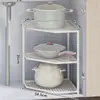 Estante de Almacenamiento para Cocina Debajo del Fregadero, Estante para Ollas en el Gabinete, Estante Multifuncional para Ollas y Tazones en la Esquina, Estante Doméstico por Niveles