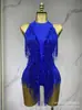 Amazon Europeia e Americana Mais Vendida Moda Sexy Saia de Dança para Boate Sem Mangas com Zíper e Franjas de Strass Decote Halter
