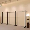 Estante de exhibición para tienda de ropa, barra colgante de acero inoxidable cepillado, estante de exhibición minimalista de pie engrosado