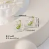 Pendientes de Navidad de Flores Secas de Amazon Diseño Verde Creativo Hechos a Mano de Resina Pendientes de Árbol de Navidad Pendientes de Nicho