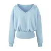 Conjunto deportivo con capucha estilo coreano para mujer, nueva colección de otoño, con un look relajado y casual con pantalones anchos azules, un atuendo de dos piezas