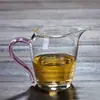 Xícara de Fair de Vidro, Resistente ao Calor, Transparente, com Alça Colorida, Recipiente para Compartilhar Chá, Xícara Mar de Chá, Acessórios para Cerimônia de Chá Kung Fu, Alto Borossilicato