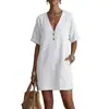 2026 Estación Independiente Transfronteriza de Verano Europea y Americana Amazon Nueva Ropa de Mujer Vestido Casual Cómodo con Bolsillo de Botones Mujer