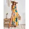 Vestido de Suspensório Fenda na Coxa Estampado Tropical Europeu e Americano Mais Vendido para Exportação à Vista 1688 Pedido Externo