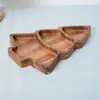Plato Navideño de Madera de Acacia, Plato Dividido para Mesa de Comedor del Hogar, Plato para Pastel y Desayuno, Bandeja de Frutas y Semillas de Melón, Bandeja de Almacenamiento